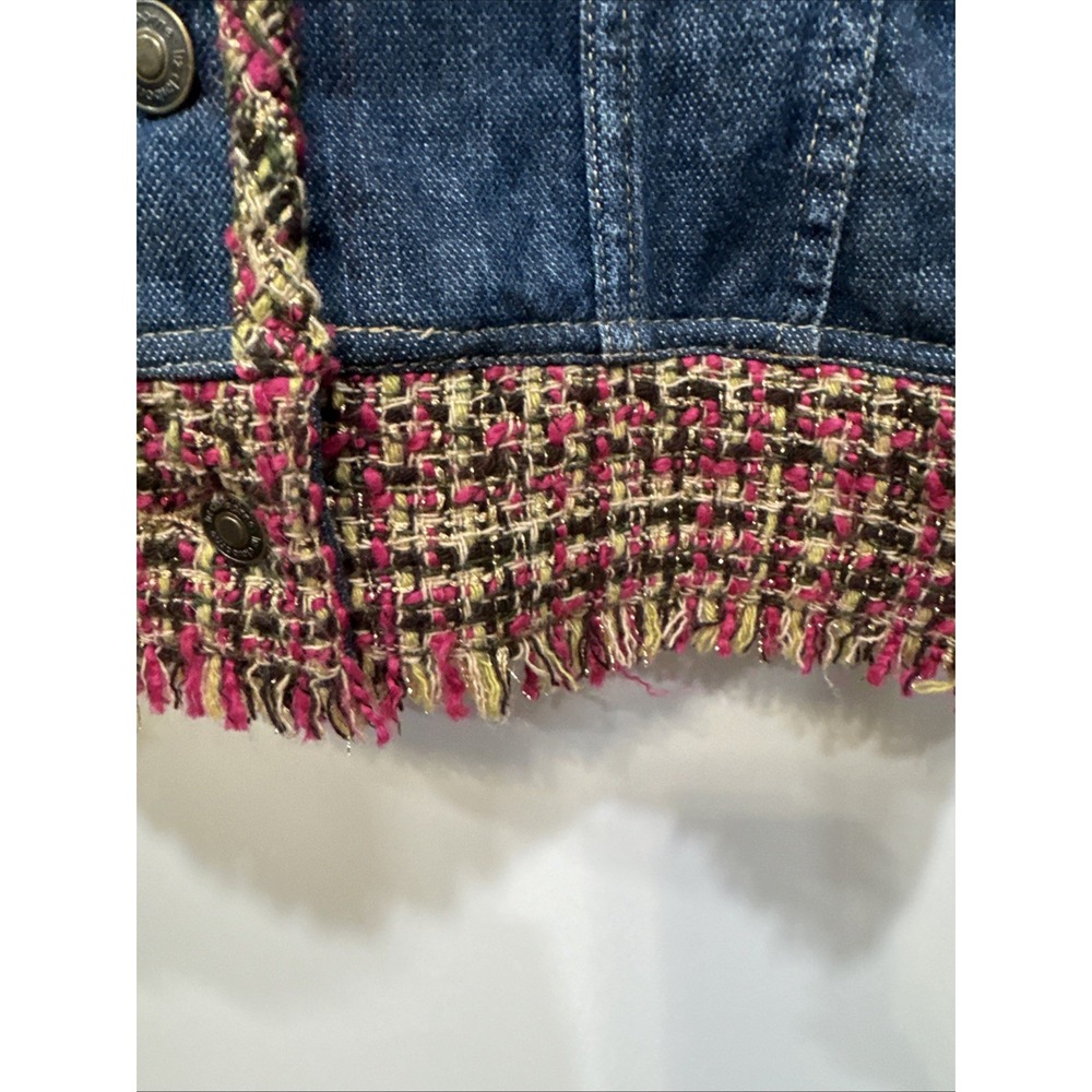 Liz Claiborne Jacket Womens XL Boho Jean Jacket Hippie Colorful Accents Fringe - Picture 3 of 16